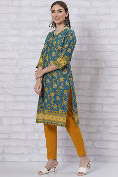 Teal Green Straight Kurta image number 0